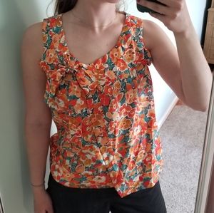 Bright floral J. Crew silk tank top